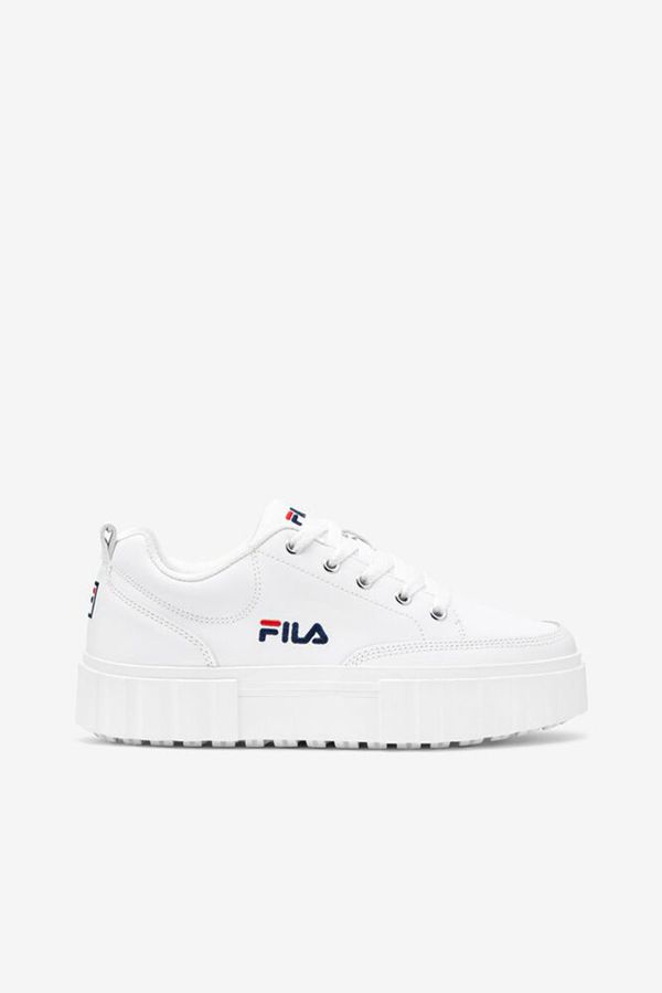 Fila Sandblast Creeper Women's Sneakers - White/Navy/Red,NZ 184-20745